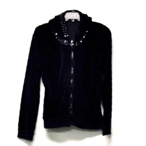Central Park women's hoodie sweatshirt black with rhinestones Size: L.